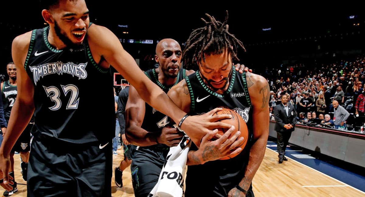 Derrick Rose anotó 50 puntos ante Utah Jazz en 2018. /NBA