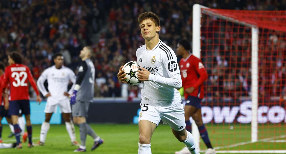 Güler, durante el partido contra el Lille. /REUTERS
