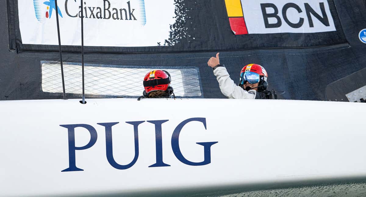 María Cantero celebra una de las victorias del Sail Team BCN. /AMERICA'S CUP
