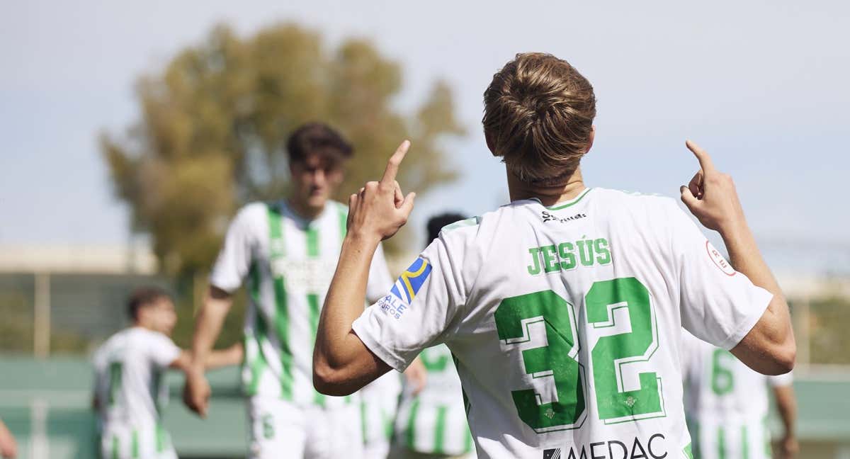 Jesús Rodríguez celebra un gol con el Betis Deportivo./RBB