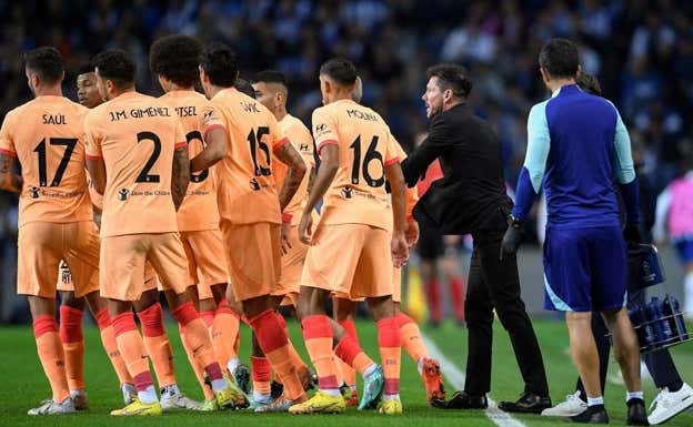 Cholina en el minuto 11 de partido, cuando el Atlético iba perdiendo 1-0 en el marcador.  GETTY